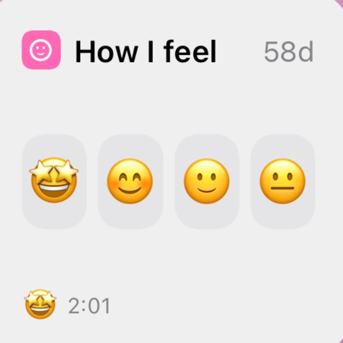 The DoThread mood widget on the Home Screen, with four faces to tap